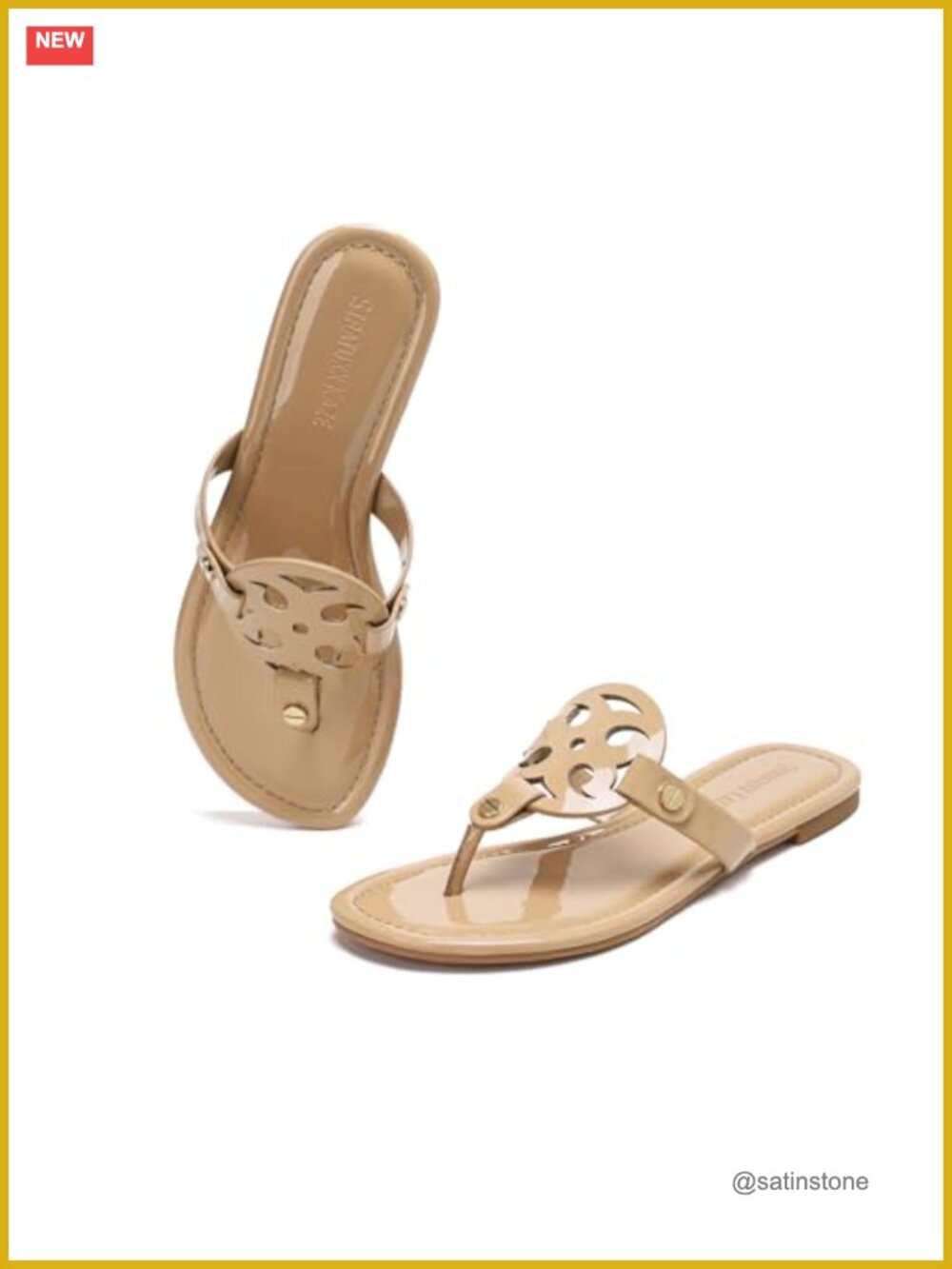 Patent Leather Thong Sandals Comfy Flip Flops Low Heel Slip On